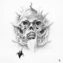 A hauntingly beautiful scene from Blasphemous with a dark and mysterious atmosphere tattoo design idea