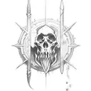 A sketch-style tattoo featuring the iconic weapon from Blasphemous tattoo design idea