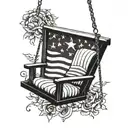 porch swing with American flag waving tattoo design idea