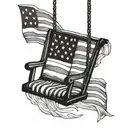 porch swing with American flag waving tattoo design idea