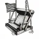 porch swing with American flag waving tattoo design idea