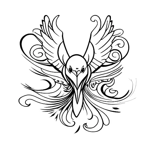 profil flying heron tattoo design idea