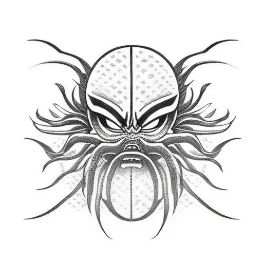 spider Lily with a split oni mask from demon slayer anime tattoo design idea