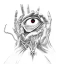 demonic hand with eye  tattoo design idea