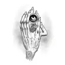 demonic hand with eye  tattoo design idea
