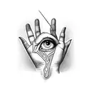 demonic hand with eye  tattoo design idea