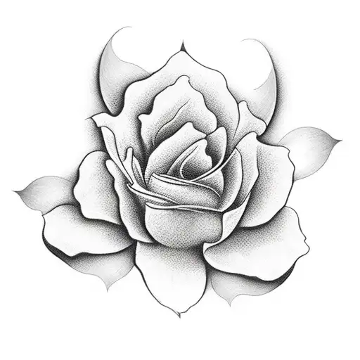 A majestic mountain range in Puerto Rico with a vibrant flor de maga flower blooming at its peak tattoo design idea