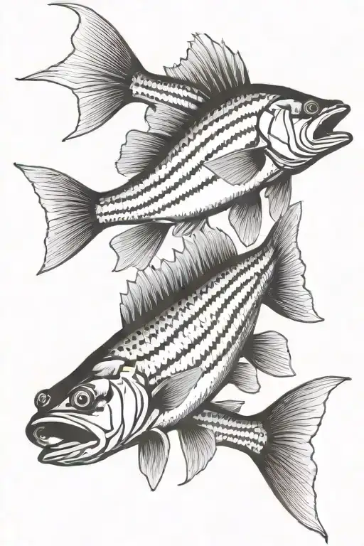 striped bass fish tattoo design idea