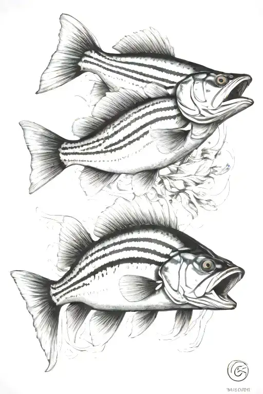 striped bass fish tattoo design idea