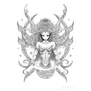 mermaid goddess warrior  tattoo design idea