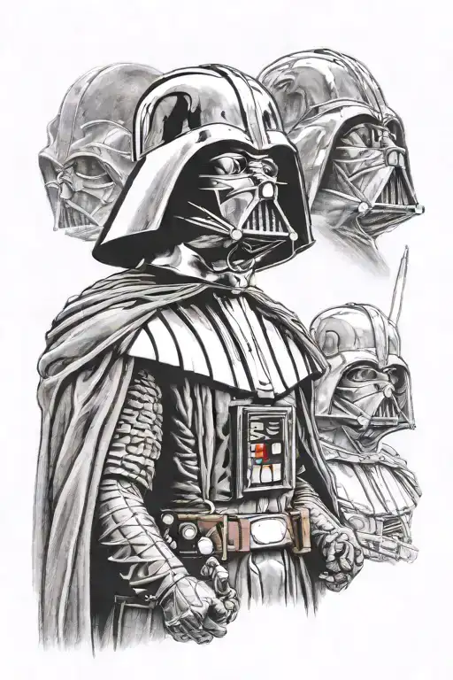 darth vader over obi wan vs anakin skywalker tattoo design idea