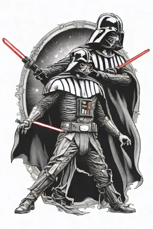 darth vader vs anakin tattoo design idea