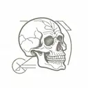 a skull with a stamp made in the USSR    tattoo design idea