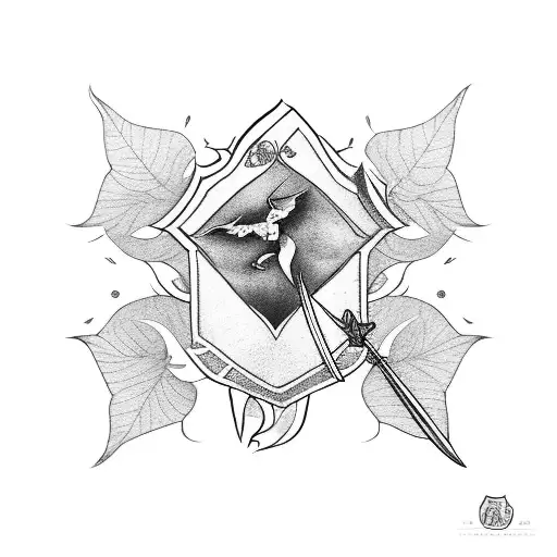 mulan sword with leaves pocahontas tattoo design idea