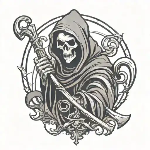cute grim reaper tattoo design idea