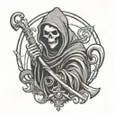 cute grim reaper tattoo design idea