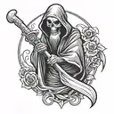 cute grim reaper tattoo design idea