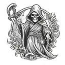cute grim reaper tattoo design idea
