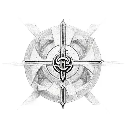 holly trinity with alffa and omega with the cross tattoo design idea