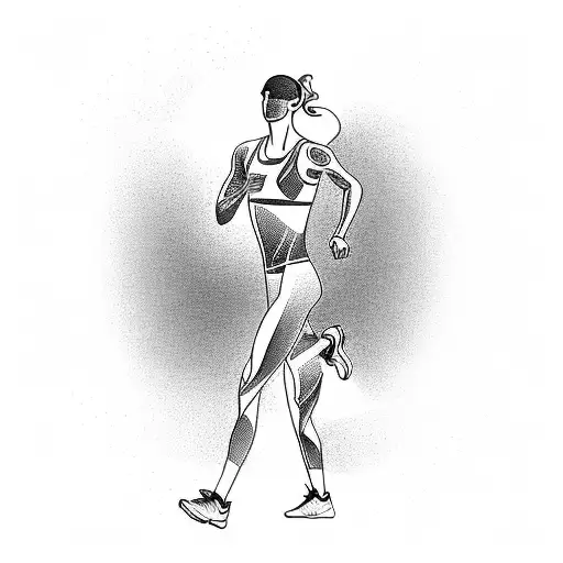 Envision a detailed silhouette of a marathon runner in a dynamic pose on your calf. Incorporate the marathon man tattoo design idea