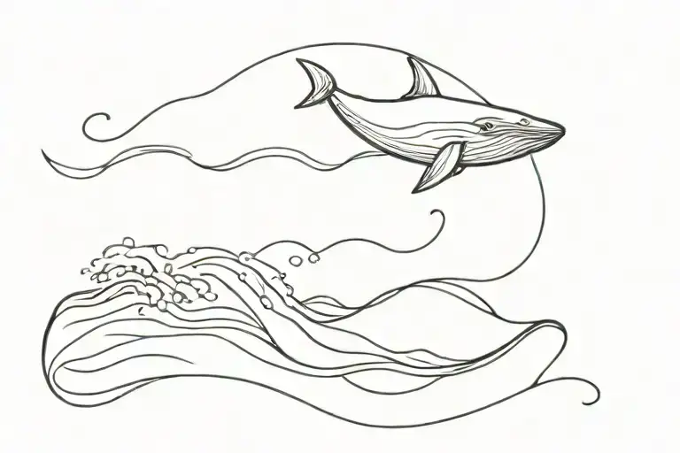 A tattoo picture of whale in the midle of the wave in rectangle and write THIS TOO SHALL PASS tattoo design idea