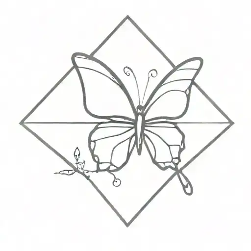 Butterfly landing on diamond  tattoo design idea