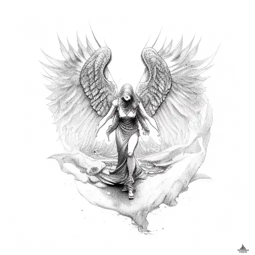 fallen angel  tattoo design idea