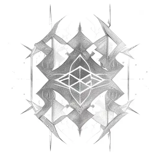 cyber Sigil with tree elements  tattoo design idea