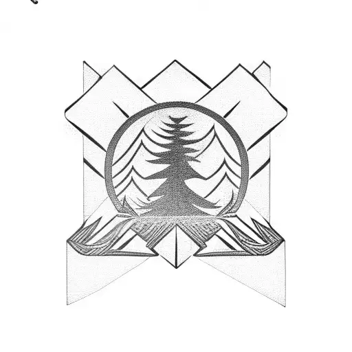 cyber Sigil with tree elements tattoo design idea