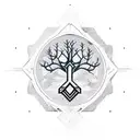 cyber Sigil with tree elements  tattoo design idea