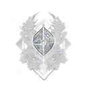 cyber Sigil with tree elements  tattoo design idea