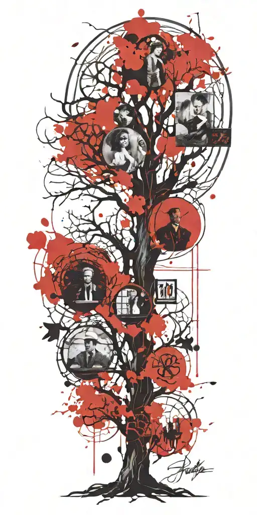 Bankz family tree intertwined symbolizing strength tattoo design idea