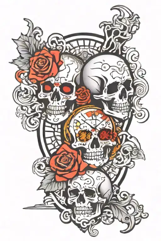 kids birthday clocks, skulls tattoo design idea