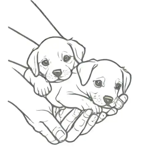 hand carry two puppies  tattoo design idea
