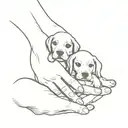 hand carry two puppies  tattoo design idea