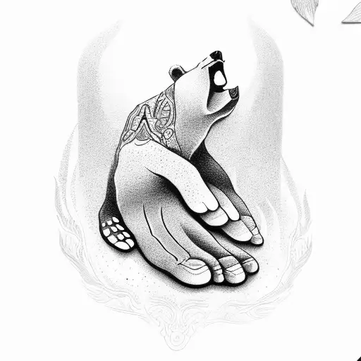 bear paw with a hand tattoo design idea