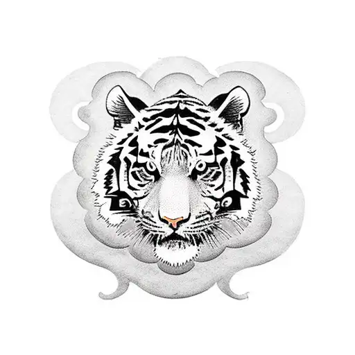 tiger with dollar signs as stripes tattoo design idea