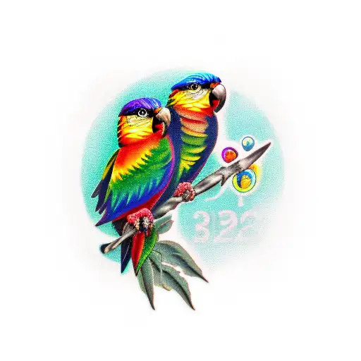 mutated rainbow lorikeet with two heads tattoo design idea