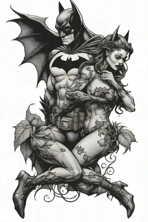Batman and poison ivy tattoo design idea