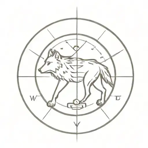 alone wolf tattoo with a compass  tattoo design idea