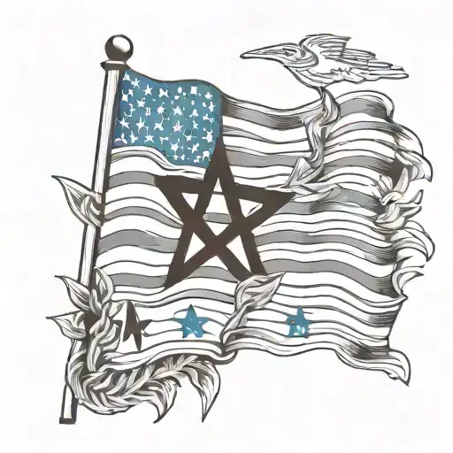 An artistic fusion of the flags of Israel and America, symbolizing unity and heritage tattoo design idea