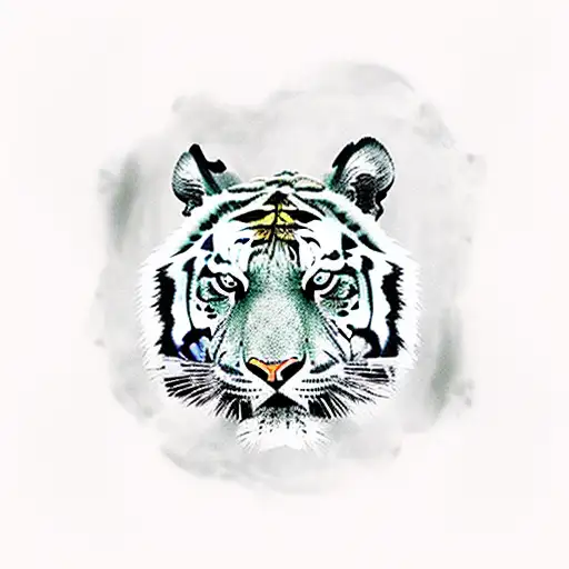 tiger pouncing sideways full-body tattoo design idea