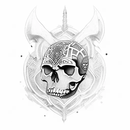skull spartan  tattoo design idea