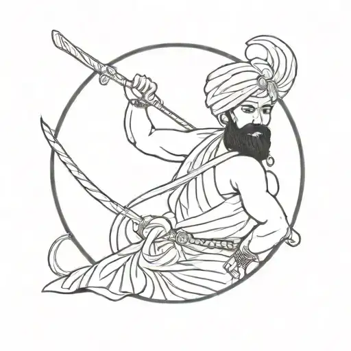 japan warrior mix with Punjabi sikh warrior holding tattoo design idea