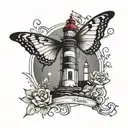 butterfly lighthouse infinity symbol tattoo design idea