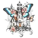 butterfly lighthouse infinity symbol tattoo design idea