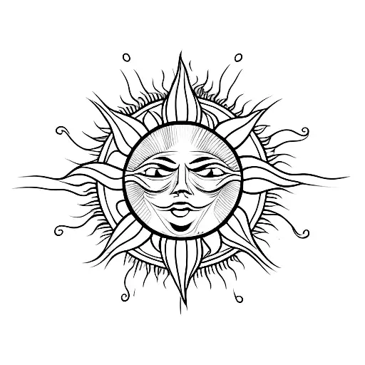 cross with sun in the background and waves below tattoo design idea