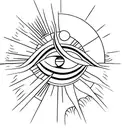 cross with sun in the background and waves below tattoo design idea