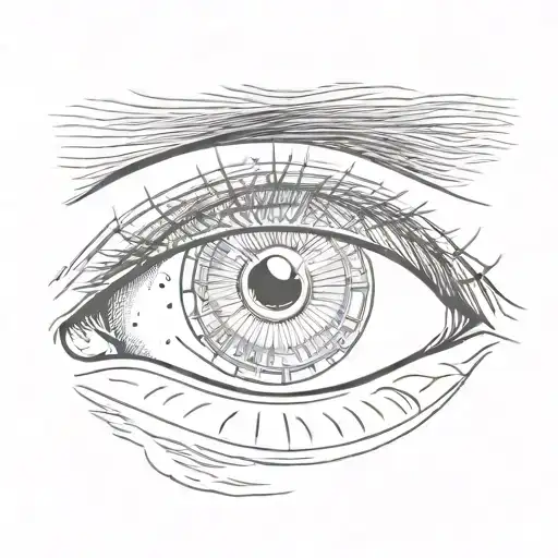 eye with sunb and mon inside of it tattoo design idea
