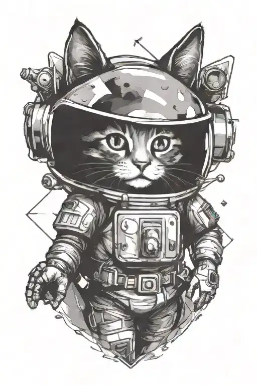 SPACEMAN cat tattoo design idea